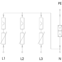 SCARICATORE V25-B+C 3P+NPE SPD T1+T2 280V