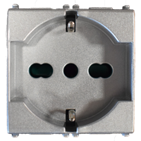 PRESA 2P+T 16A UNIVERSALE SILVER