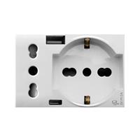 PRESA SCHUKO+ITA+USB A+C DOMUS 3M