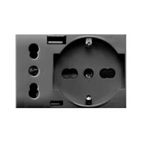 PRESA SCHUKO+ITA+USB A+C TEKLA 3M